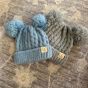 Pom-Pom Beanie Duo - toddler winter hats